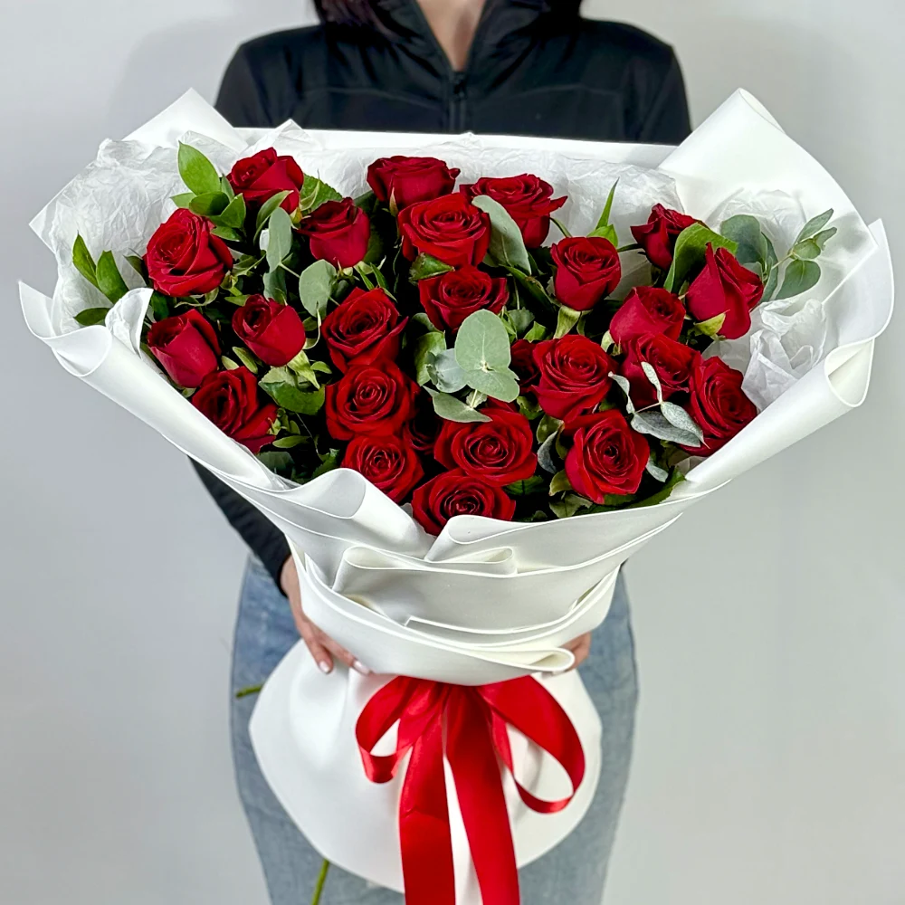 Букет из 25 красных роз Премиум