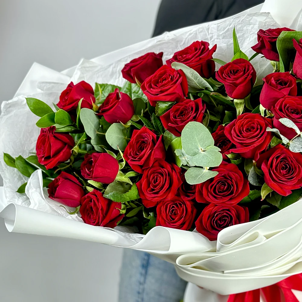 Букет из 25 красных роз Премиум