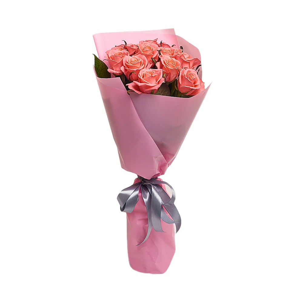 Букет из 15 нежно-коралловых роз