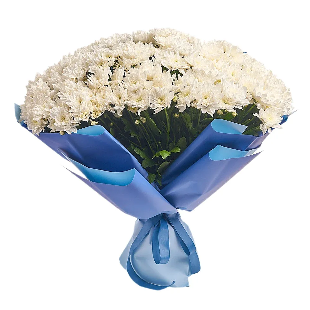 Букет из 29 белых хризантем