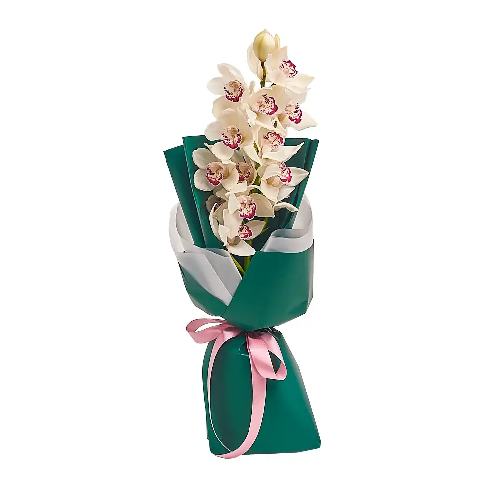 Моно-букет из белых орхидей